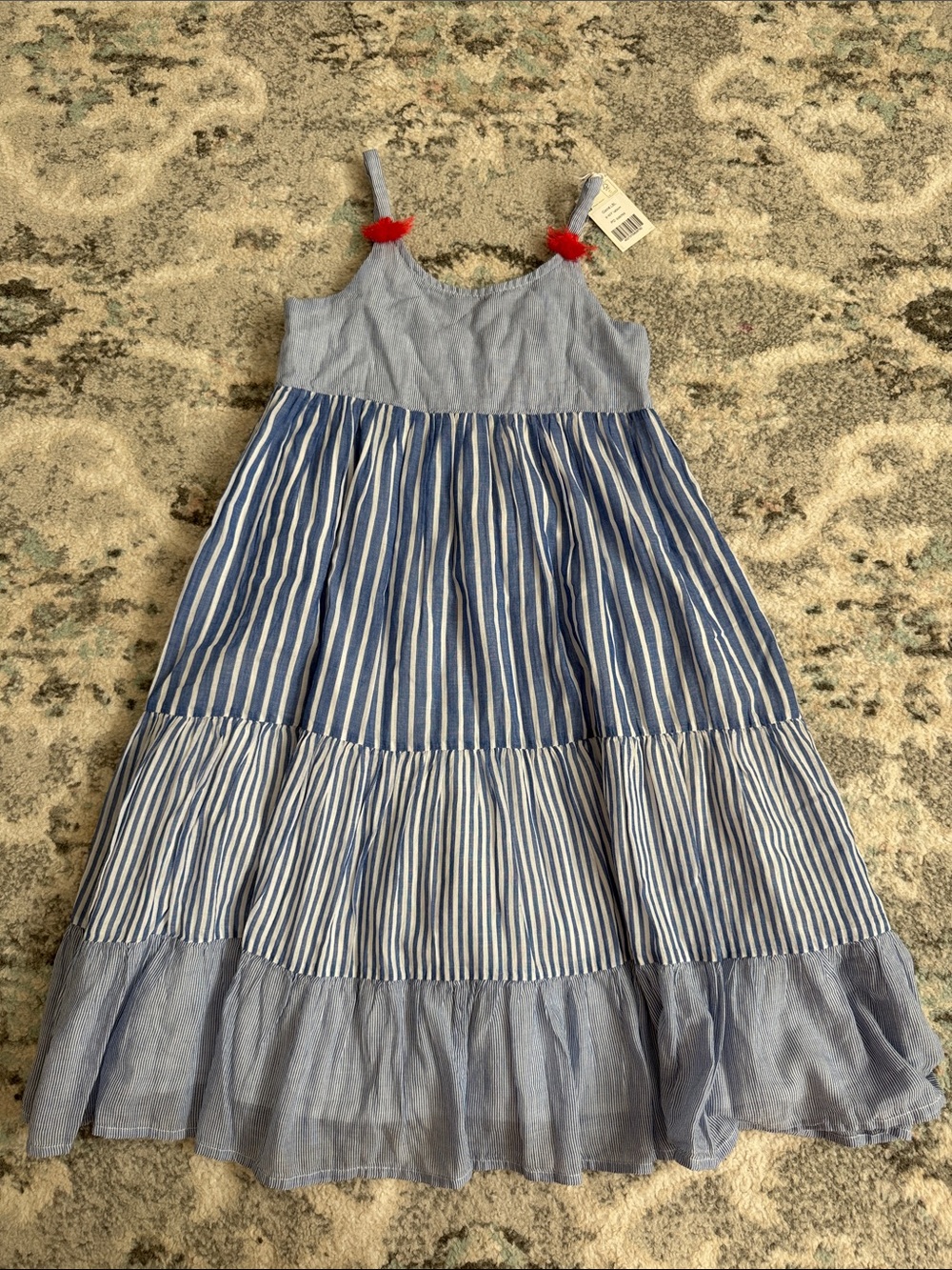 Girls Boden Stripe Tier Dress Size 9-10